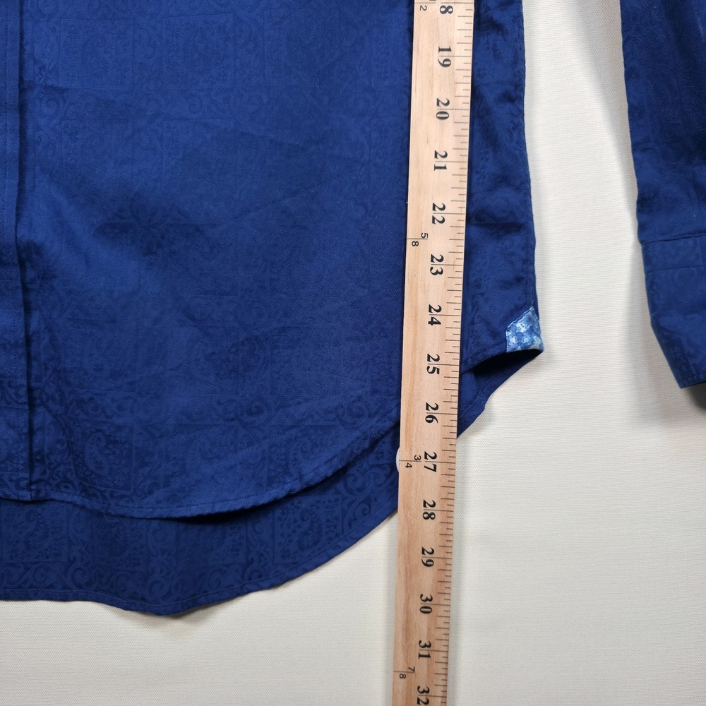 Robert Graham Paisley Jacquard Button Down Men L Blue Contrast Trim Long Sleeve - Picture 9 of 9